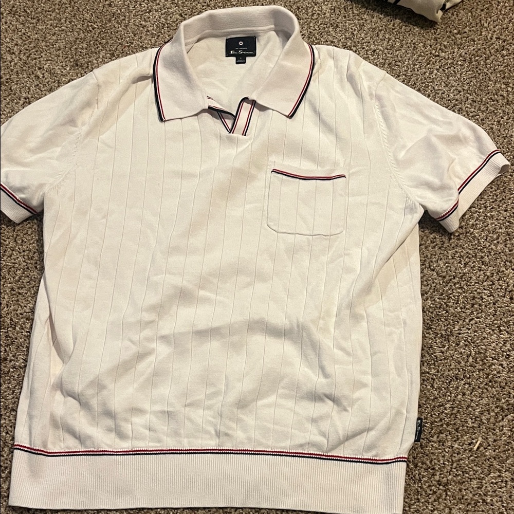 Ben Sherman White Polo with Red Trim